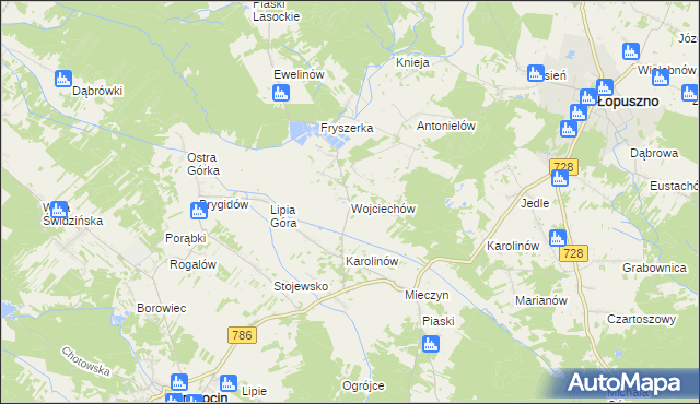 mapa Wojciechów gmina Krasocin, Wojciechów gmina Krasocin na mapie Targeo