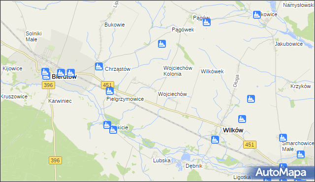 mapa Wojciechów gmina Wilków, Wojciechów gmina Wilków na mapie Targeo