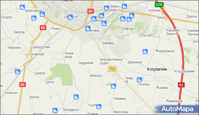 mapa Wojciechowice Duże, Wojciechowice Duże na mapie Targeo