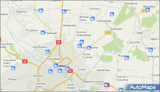mapa Wojciechówka gmina Żelazków, Wojciechówka gmina Żelazków na mapie Targeo