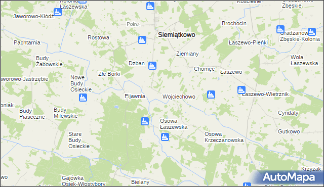 mapa Wojciechowo gmina Siemiątkowo, Wojciechowo gmina Siemiątkowo na mapie Targeo