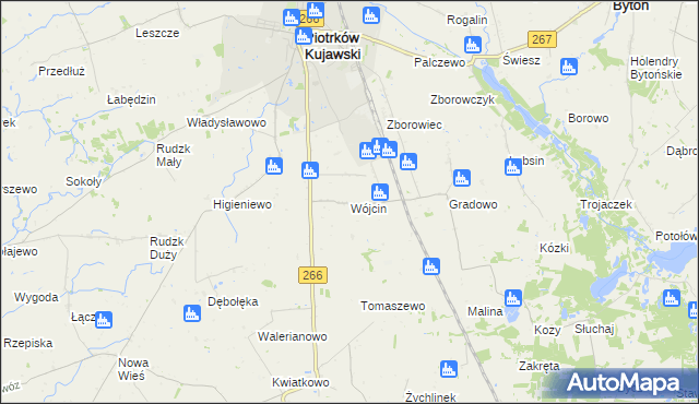 mapa Wójcin gmina Piotrków Kujawski, Wójcin gmina Piotrków Kujawski na mapie Targeo
