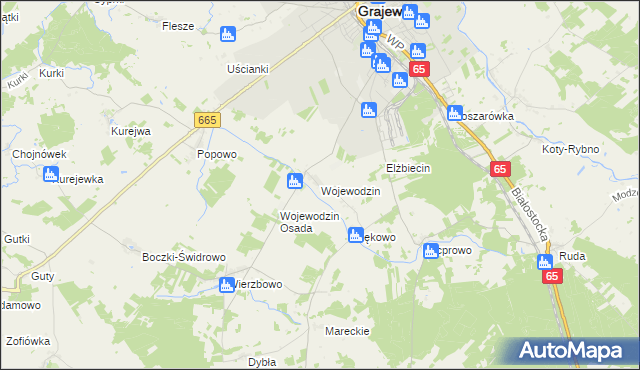 mapa Wojewodzin, Wojewodzin na mapie Targeo