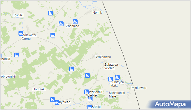 mapa Wojnowce gmina Szudziałowo, Wojnowce gmina Szudziałowo na mapie Targeo