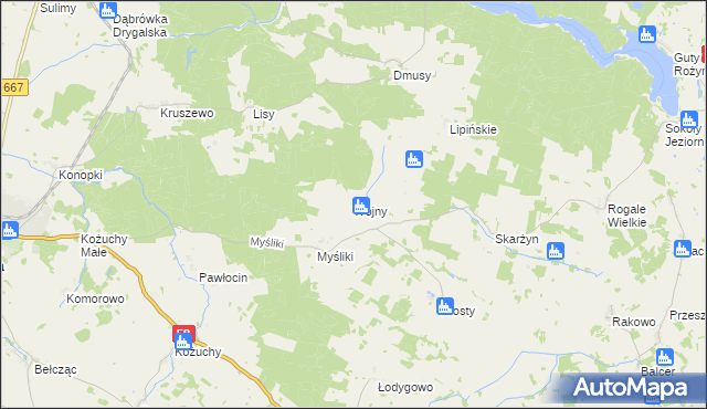 mapa Wojny gmina Biała Piska, Wojny gmina Biała Piska na mapie Targeo