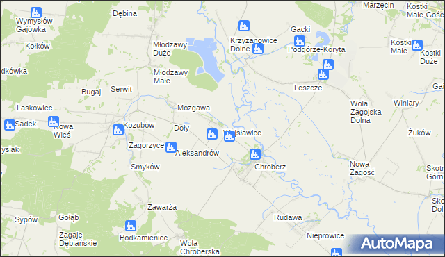 mapa Wojsławice gmina Złota, Wojsławice gmina Złota na mapie Targeo