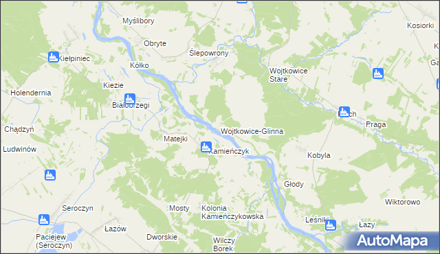 mapa Wojtkowice-Glinna, Wojtkowice-Glinna na mapie Targeo