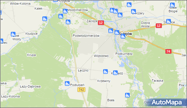 mapa Wójtostwo gmina Sulejów, Wójtostwo gmina Sulejów na mapie Targeo