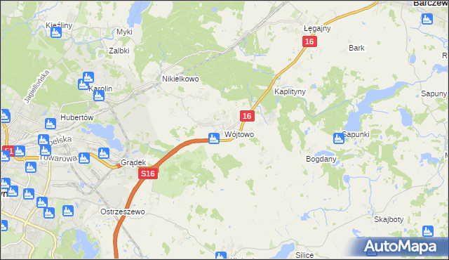 mapa Wójtowo gmina Barczewo, Wójtowo gmina Barczewo na mapie Targeo