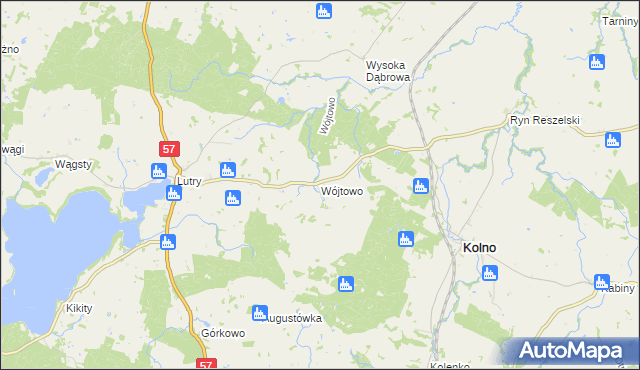 mapa Wójtowo gmina Kolno, Wójtowo gmina Kolno na mapie Targeo