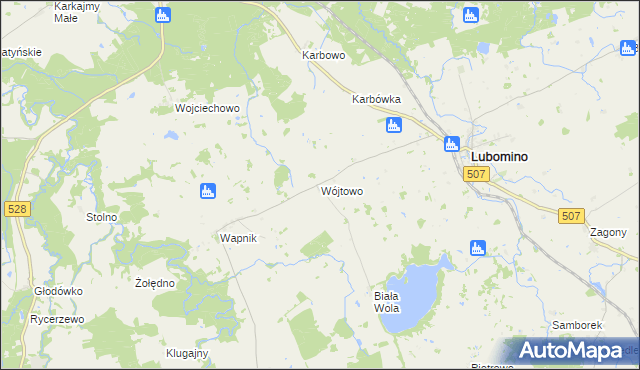 mapa Wójtowo gmina Lubomino, Wójtowo gmina Lubomino na mapie Targeo