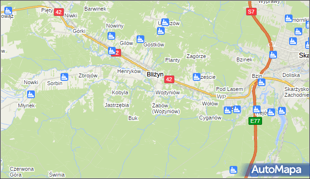 mapa Wojtyniów, Wojtyniów na mapie Targeo