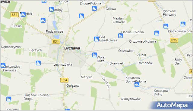 mapa Wola Duża gmina Bychawa, Wola Duża gmina Bychawa na mapie Targeo