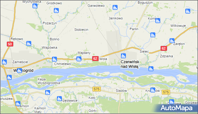mapa Wola gmina Czerwińsk nad Wisłą, Wola gmina Czerwińsk nad Wisłą na mapie Targeo