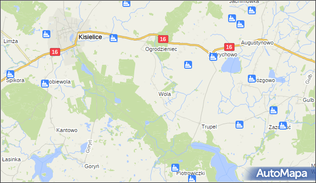 mapa Wola gmina Kisielice, Wola gmina Kisielice na mapie Targeo