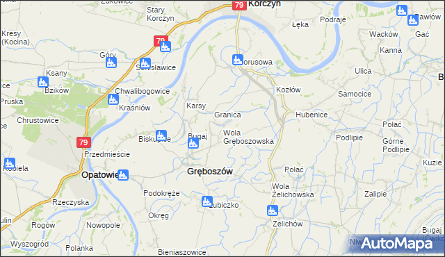 mapa Wola Gręboszowska, Wola Gręboszowska na mapie Targeo