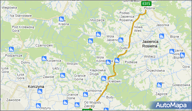 mapa Wola Komborska, Wola Komborska na mapie Targeo