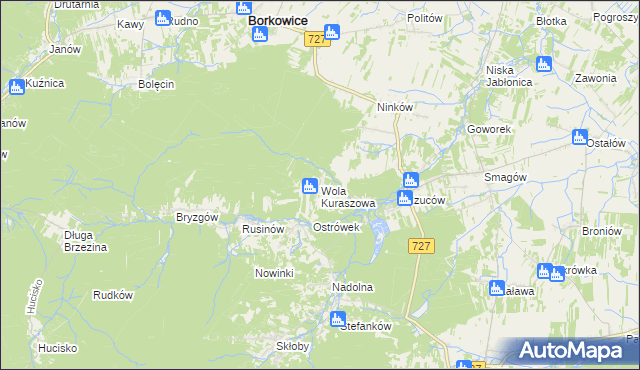 mapa Wola Kuraszowa, Wola Kuraszowa na mapie Targeo