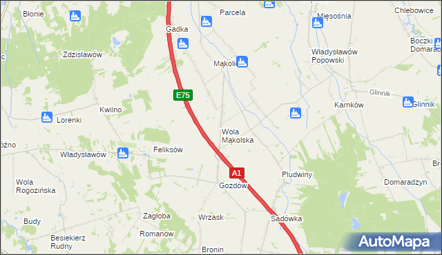 mapa Wola Mąkolska, Wola Mąkolska na mapie Targeo