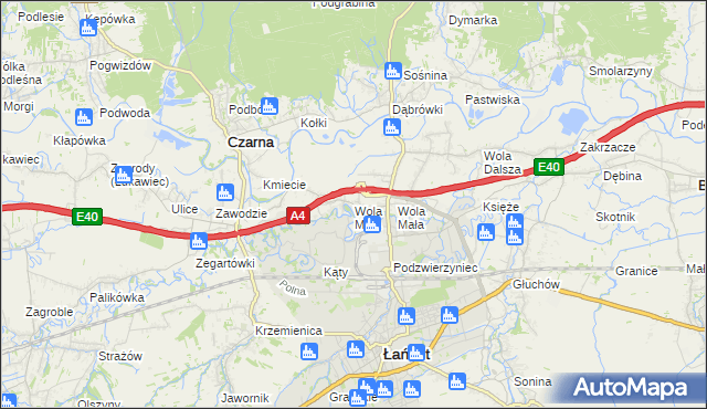 mapa Wola Mała gmina Czarna, Wola Mała gmina Czarna na mapie Targeo