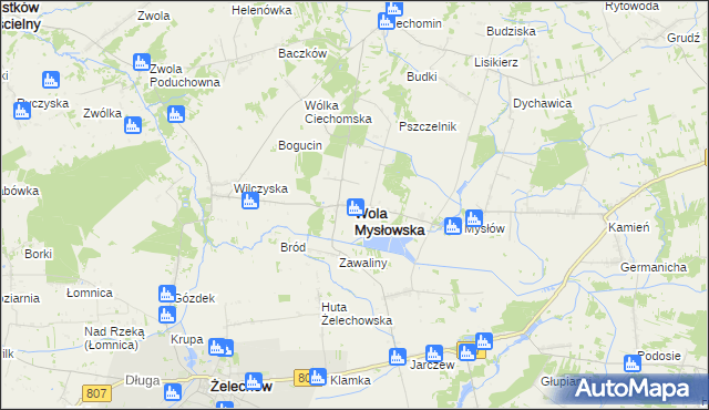 mapa Wola Mysłowska, Wola Mysłowska na mapie Targeo