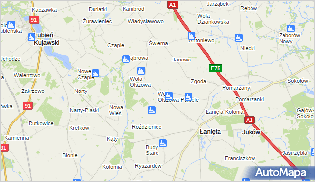 mapa Wola Olszowa-Parcele, Wola Olszowa-Parcele na mapie Targeo