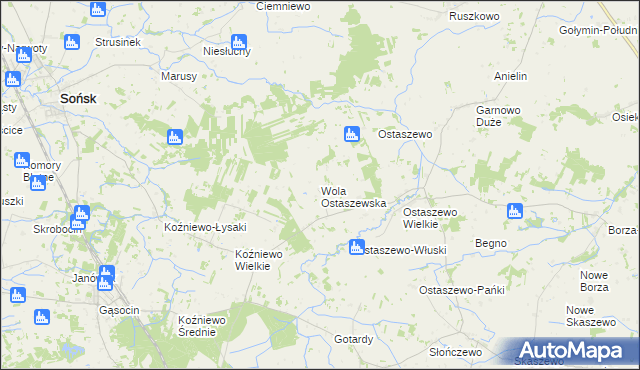 mapa Wola Ostaszewska, Wola Ostaszewska na mapie Targeo