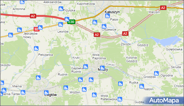 mapa Wola Paprotnia, Wola Paprotnia na mapie Targeo