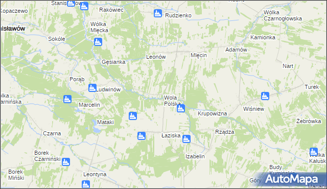 mapa Wola Polska gmina Jakubów, Wola Polska gmina Jakubów na mapie Targeo