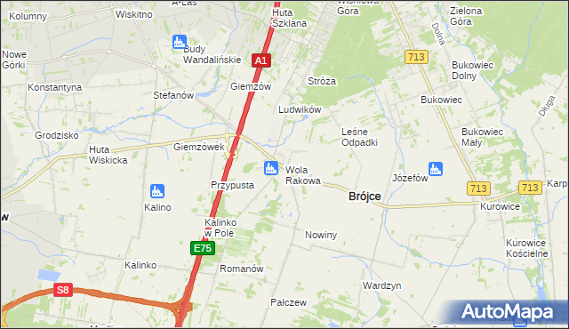 mapa Wola Rakowa, Wola Rakowa na mapie Targeo