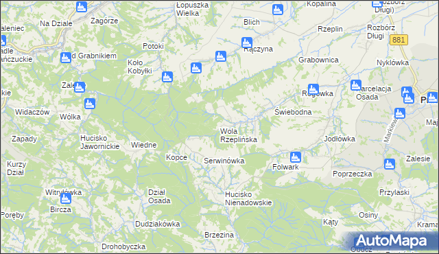 mapa Wola Rzeplińska, Wola Rzeplińska na mapie Targeo