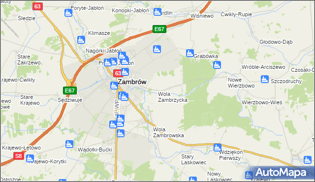 mapa Wola Zambrzycka, Wola Zambrzycka na mapie Targeo