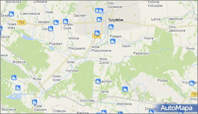 mapa Wola Żyzna, Wola Żyzna na mapie Targeo