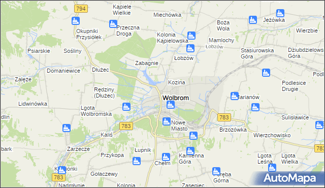 mapa Wolbrom, Wolbrom na mapie Targeo