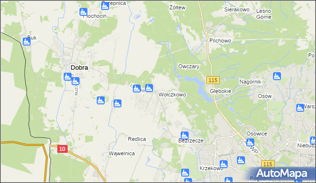 mapa Wołczkowo, Wołczkowo na mapie Targeo