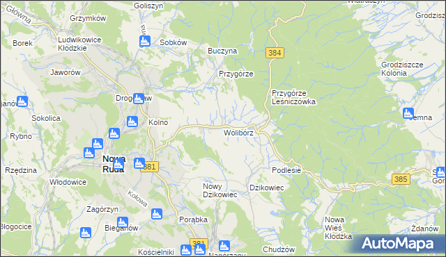 mapa Wolibórz, Wolibórz na mapie Targeo