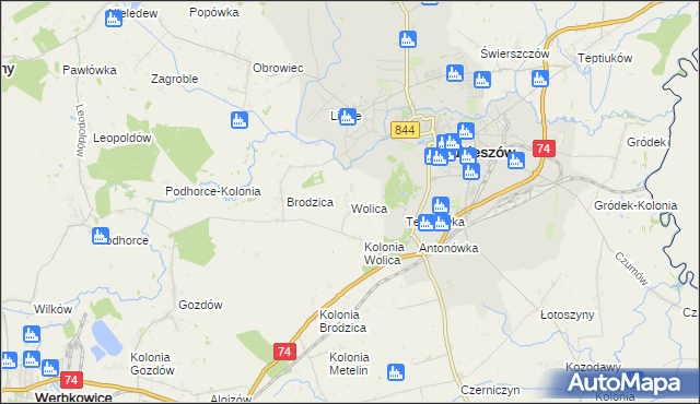 mapa Wolica gmina Hrubieszów, Wolica gmina Hrubieszów na mapie Targeo