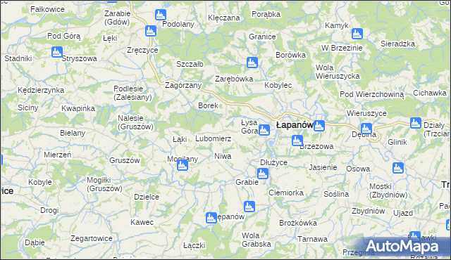 mapa Wolica gmina Łapanów, Wolica gmina Łapanów na mapie Targeo