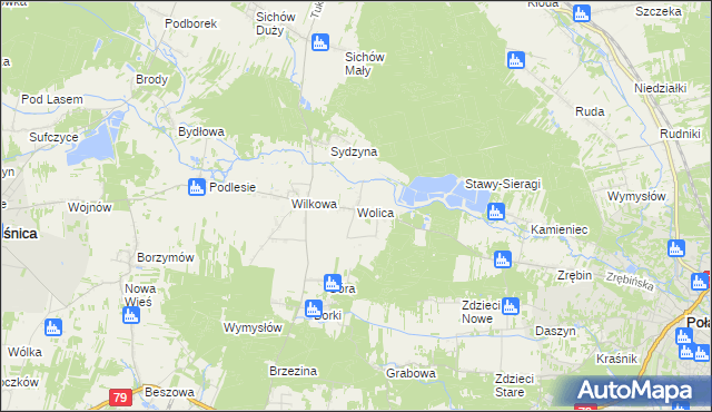 mapa Wolica gmina Łubnice, Wolica gmina Łubnice na mapie Targeo