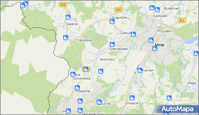 mapa Wolimierz, Wolimierz na mapie Targeo