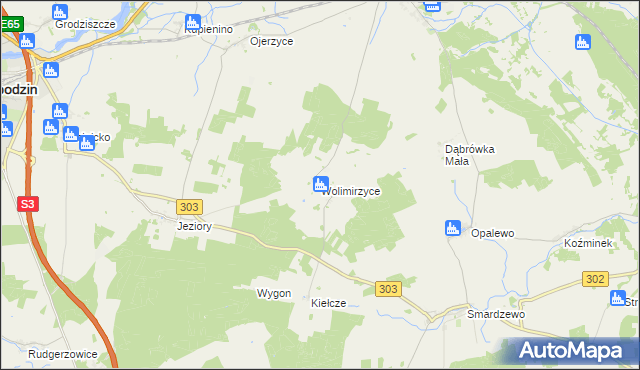 mapa Wolimirzyce, Wolimirzyce na mapie Targeo