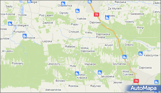 mapa Wólka Dąbrowska, Wólka Dąbrowska na mapie Targeo