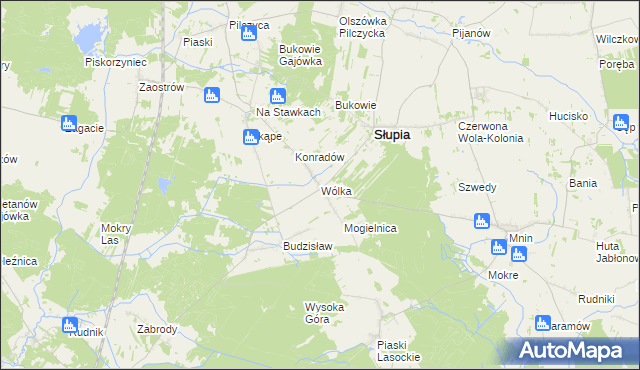 mapa Wólka gmina Słupia Konecka, Wólka gmina Słupia Konecka na mapie Targeo