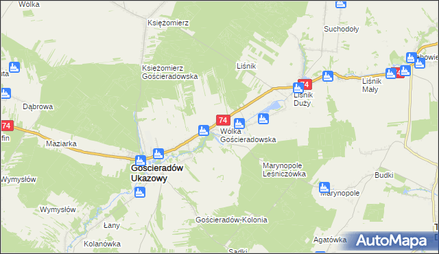 mapa Wólka Gościeradowska, Wólka Gościeradowska na mapie Targeo