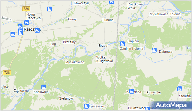 mapa Wólka Kuligowska, Wólka Kuligowska na mapie Targeo