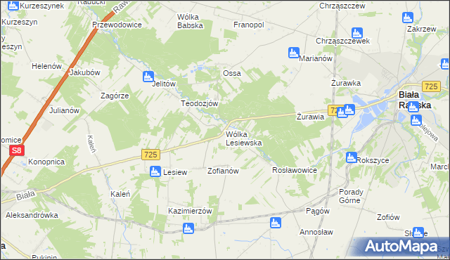mapa Wólka Lesiewska, Wólka Lesiewska na mapie Targeo