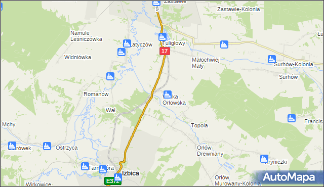 mapa Wólka Orłowska gmina Izbica, Wólka Orłowska gmina Izbica na mapie Targeo