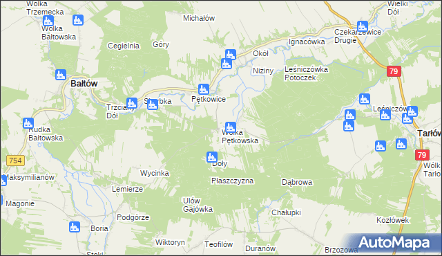 mapa Wólka Pętkowska, Wólka Pętkowska na mapie Targeo