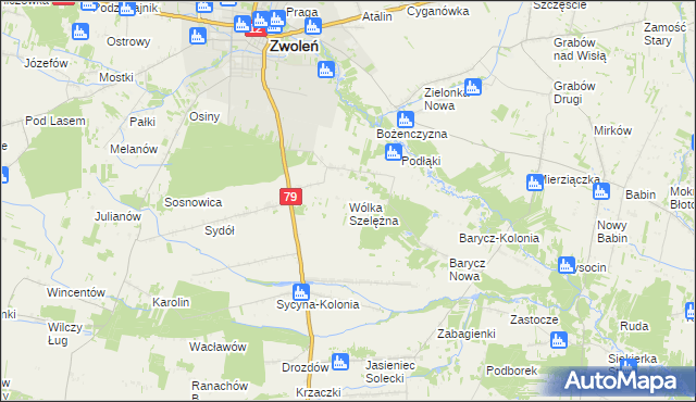 mapa Wólka Szelężna, Wólka Szelężna na mapie Targeo