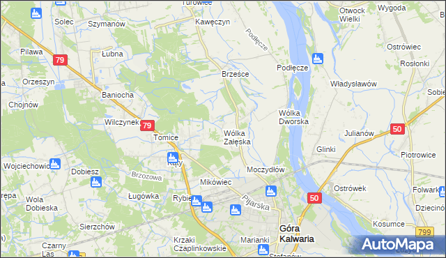 mapa Wólka Załęska gmina Góra Kalwaria, Wólka Załęska gmina Góra Kalwaria na mapie Targeo